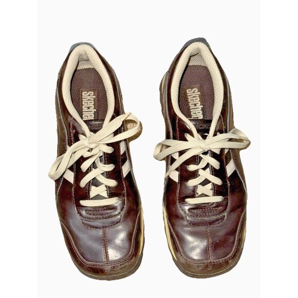 SKECHERS Shoes - Vintage Skechers Brown Leather Sneakers Size 7